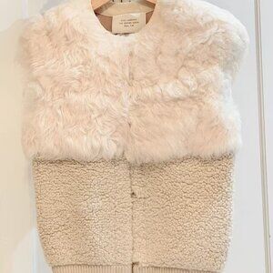 Hermès Real Fur & Shearling Lambskin Vest FR34 –Rare Cream Beige
